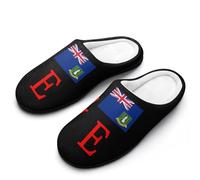 Love British Virgin Islands Flag Men's Winter Slippers Memory Foam Cotton House Shoes Anti-Slip Rubber Sole Slippers 11-12（44-45）