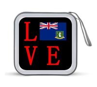 Love British Virgin Islands Flag Trendy CD Case Hard Plastic Portable DVD Storage Binder Wallet for Car Home Office
