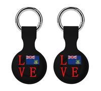 Love British Virgin Islands Flag Trendy GPS Cases Holder with Key Chain Ring Portable Protective Covers Compatible with Airtag