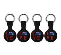 Love British Virgin Islands Flag Trendy GPS Cases Holder with Key Chain Ring Portable Protective Covers Compatible with Airtag