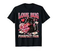 Love Bug Purrfect Pair Cute Cat Valentine Heart Candy Art T-Shirt