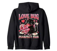 Love Bug Purrfect Pair Cute Cat Valentine Heart Candy Art Zip Hoodie