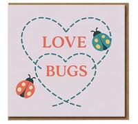 Love Bugs Ladybird Hearts Card - Cute Love & Anniversary Card for Partner, Boyfriend or Girlfriend - Valentine’s Day