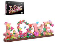 LOVE Building Blocks Set with Flowers, 791 PCS Floral Letter Brick Art Home Decor, DIY Romantic Display for Adults, Gifts for Kids Birthday, Engagement, Mother's Day, Valentine’s Day, Her or Him
