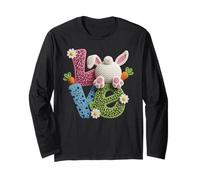 Love Bunny Easter Cute Spring Leopard Pattern Art Kids Girl Long Sleeve T-Shirt