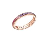 Love By Faberge 18ct Rose Gold Rainbow Multicoloured Gemstone Fluted Eternity Ring - Ring Size P