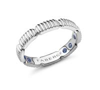 Love By Faberge 18ct White Gold Fluted Ring with Hidden Sapphires - Ring Size O