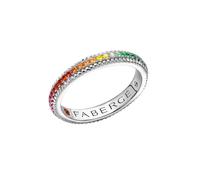 Love By Faberge 18ct White Gold Rainbow Multicoloured Gemstone Fluted Eternity Ring - Ring Size Q