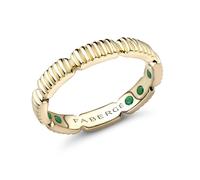 Love By Faberge 18ct Yellow Gold Fluted Ring with Hidden Emeralds - Ring Size N