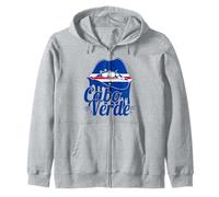 Love Cabo Cape Verde With Cape Verdean Flag Lips Zip Hoodie