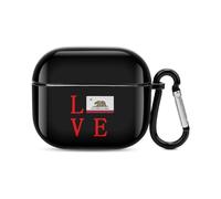 Love California State Flag Funny Headphone Cases Compatible with AirPods 3 Hard PC Protective Cover with Keychain