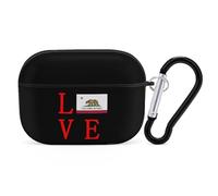Love California State Flag Funny Headphone Cases Compatible with AirPods Pro Hard PC Protective Cover with Keychain