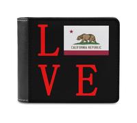 Love California State Flag Men's Wallets Minimalist Bifold Wallet Leather Card Cases Casual Coin Purse