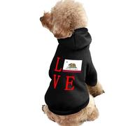 Love California State Flag Pet Suit with Hat Soft Dog Hoodies Breathable Cat Dogs Sweatshirts Outfit XS