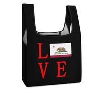 Love California State Flag Reusable Shopping Bags Foldable Grocery Bag Heavy Duty Tote for Women Men