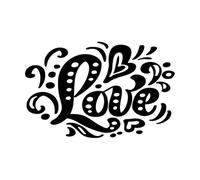 Love Calligraphy Lettering Vintage Wall Stickers Paster Paper 57.6x89.6cm It Won't Fall Off Black