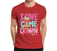 Love Came Down Luke 2:11 Christmas Angel Baby Jesus Gift Men's T-Shirt, red, XXL