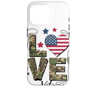 Love Camo American Flag Heart Combat Boots Military Family Case for iPhone 16 Pro