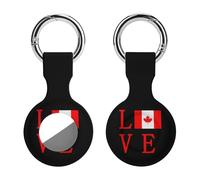 Love Canadian Flag Trendy GPS Cases Holder with Key Chain Ring Portable Protective Covers Compatible with Airtag