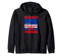 Love Cape Cabo Verde Distressed Flag Independence Day Zip Hoodie