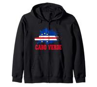 Love Cape Cabo Verde Distressed Flag Independence Day Zip Hoodie
