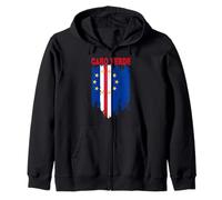 Love Cape Cabo Verde Distressed Flag Independence Day Zip Hoodie