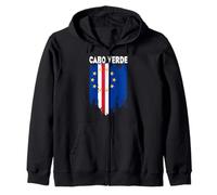 Love Cape Cabo Verde Distressed Flag Independence Day Zip Hoodie