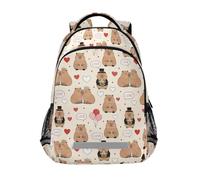 Love Capybara Hearts Pattern Backpacks for Kids School Bag Student Backpack Bookbag for Boys Girls Casual Bag