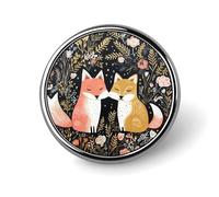 Love Cartoon Fox Badges Circle with Button Design, Personalized Picture Pin Brooches, Round Badge Holders for Decorate Hat Shirt Clothing Bag Accessories