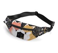 Love Cartoon Fox Fanny Packs with Zipper, Personalized Waist Bags with Multiple Pockets, Adjustable Sling Bag for Travel, Waterproof Belt Bag, Crossbody Bags for Unisex
