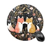 Love Cartoon Fox Gaming Mouse Pad Funny Mousepad with Non-Slip Rubber Base Cute Mouse Pads for Desk for Women Small Portable Mouse Mat for Laptop Mini Computer Mousepads 7.8x7.8 Inches