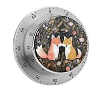Love Cartoon Fox Magnetic Timer Manual Kitchen Timers for Cooking Cute Egg Timers Loud Countdown Clock Mechanical Countdown Timer for Classroom Gym Baking Exercise Study Workout Clock