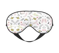 Love Cartoon Fox Night Mask Soft Reversible Eye Cover Adjustable Strap Light Blocking Comfortable Rest