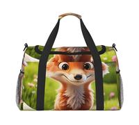 love Cartoon fox Print Travel Duffel Bag for Men & Women, Foldable Travel Bags and Spacious Weekender Tote Bag for Storage Toiletry Luggage Personal Item, Black, L