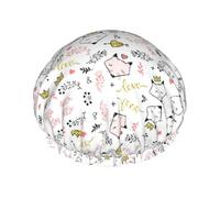 love Cartoon fox Printed Bathing Cap, Dual Layer Hair Protector, Elastic Hair Cover For Washing Face, 10.6in/27cm