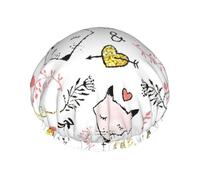 love Cartoon fox Printed Hair Wrap, Double Layer Shower Cap For Women, Reusable Hair Protector For Bathing