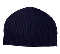 Love Cashmere Ladies Ribbed 100% Cashmere Beanie Hat - Navy Blue - Made in Scotland