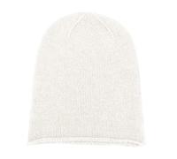 Love Cashmere Shorts of Hawick Women's 100% Cashmere Beanie Hat - Ivory White - Hand Made in Scotland
