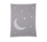 Love Cashmere Unisex 100% Cashmere Baby Blanket - Moon & Stars - Grey Multi - made in Scotland