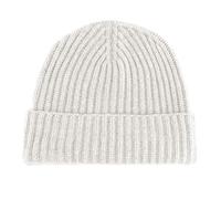 Love Cashmere Women's Ribbed 100% Cashmere Beanie Hat - Ivory White - Made in Scotland