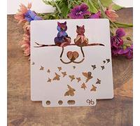 Love Cat DIY Hollow Design PET Plastic Stencil Painting Templates Stencils, Perfect for Textile Design, Wall Decoration, Window, Paper, Scrapbooking, Kids Crafting, 14x13cm/5.51x5.12in