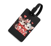 Love Cat Luggage Tag for Suitcase Cute ID Tags Travel Baggage Identifier Labels Black-Style