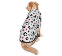 Love Cat Paw Heart Puppy Foot Print Print Dog Hoodie Pet Sweatshirt, Warm, Soft And Breathable Hooded Clothes For Medium To Large Dogs, Easy-To-Wear Design, For Winter And Fall