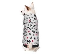 Love Cat Paw Heart Puppy Foot Print Print Dog Hoodie Sweatshirt For Small Dogs, Warm, Soft And Breathable Pet Clothes, Easy To Wear Jumper For Winter And Fall Warm