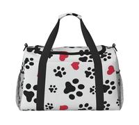 Love Cat Paw Heart Puppy Foot Print Print Functional Travel Tote Ample Space Travel Bag Foldable Carry On Tote for Weekender