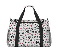 Love Cat Paw Heart Puppy Foot Print Travel Duffel Bag Weekend Bag Weekender Overnight Carry On Hand Bag Workout Sport Hospital