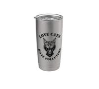 Love Cats Hate Pollution Vintage Angry Cat Stainless Steel Insulated Tumbler