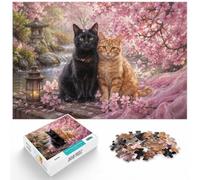 Love Cats in Cherry Blossoms Painting Jigsaw Puzzle for Adults, 1000 Piece | For the Christmas break, this adult jigsaw puzzle with 1000 pieces works well for shared time during the holidays.