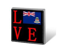 Love Cayman Islands Flag Cute Brooches for Women Men Square Pins Badge for Backpack Hat