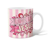 Love Ceramic Coffee Mug, Valentine'S Playful Jesus Hearts Valentine'S Peach Novelty Tea Cup with Handle Gift for Friends Family Lovers Eldership Senior Co-Worker 11 Oz